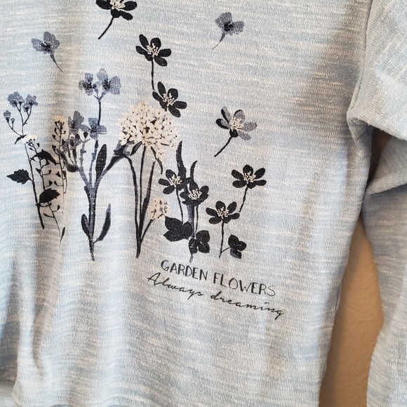 H&M flower blue long sleeve top sz 6-8Y - Picture 2 of 5